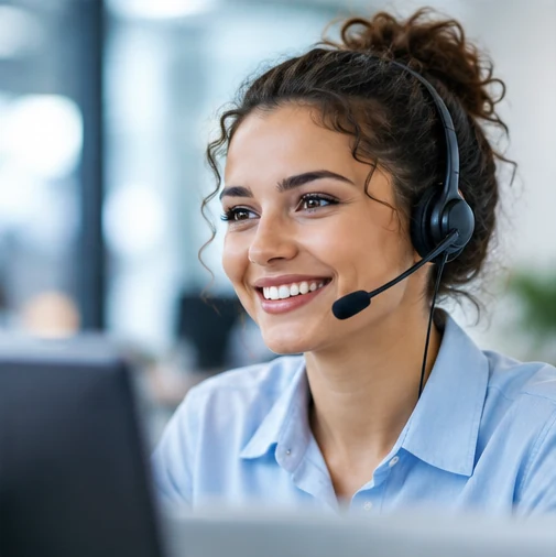 Customer service adviser on a headset
