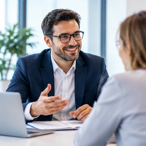 Account manager advising a business client